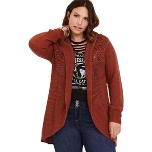 Torrid Pointelle Cardigan Curve Front Shawl Sweater Size 00